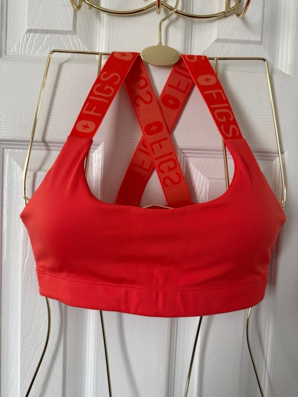 NWT Figs Bright Red Cross-Back Sports Bra
